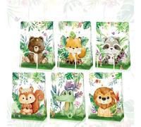 BACH AND BOOZY 12 unités sacs cadeaux animaux forêt jungle fête bébé douche anniversaire bonbons friandises