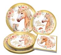 BACH AND BOOZY 60 pièces déco anniversaire cheval thème espace enfants ensemble assiettes gobelets serviettes papier accessoires fête