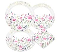 BACH AND BOOZY accessoires de fête fleurs sauvages serviettes papier floral fleurs printanières baby shower anniversaire vaisselle décorations mariage