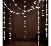 BACH AND BOOZY baptême décorations de fête que dieu bénisse les décorations de fête argent croix de croix croix croix bannière pour la première communion confirmation parties supplies