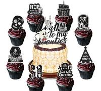 BACH AND BOOZY - Décorations de gâteau pour la mort de mes 20 ans et 30e anniversaire - 8 toppers de cupcake 'rip to my 20s' et 1 topper de gâteau 'Death to My Twenties' - Plastique - Noir