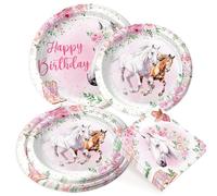 BACH AND BOOZY ensemble décoration anniversaire cheval thème spatial accessoires fête vaisselle carton assiettes gobelets serviettes pour 10 personnes