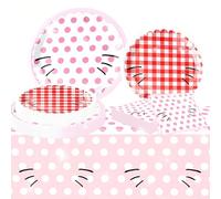 BACH AND BOOZY Lot de 10 assiettes de table, serviettes et nappes pour fête sur le thème des chatons