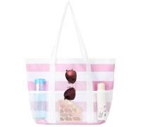 BACH AND BOOZY sac de plage familial rose et blanc en mesh grand format pour femmes pratique polyvalent plage voyage courses quotidien fermeture intégrée contenance spacieuse