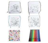 BACH AND BOOZY Sacs à colorier sirène avec stylo - Sac fourre-tout coloré - Océan - Pour fête d'anniversaire sous la mer