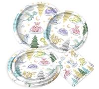 BACH AND BOUJEE 60pcs dragons baby shower party supplies décorations du dragon magique assiettes de fête fantasy serviettes de table pour la décoration d'une fête d'anniversaire pour enfants