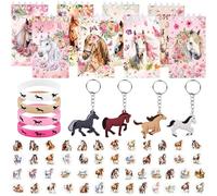 BACH AND BOUJEE cadeaux enfants anniversaire chevaux carnets stylos figurines chevaux ruban autocollants diy fete chevalines petits cadeaux remplissage pinata