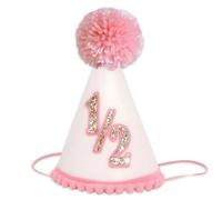 BACH AND BOUJEE Chapeau demi-anniversaire rose 1/2 chapeau d'anniversaire couronne demi-année décoration fournitures de fête, Rose et doré., S