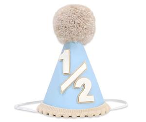 BACH AND BOUJEE Chapeau demi-anniversaire rose 1/2 chapeau d'anniversaire couronne demi-année décoration fournitures de fête, bleu, enfant