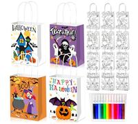 BACH AND BOUJEE douze sacs à colorier halloween pour enfants avec douze crayons personnalisez vos sachets de friandises diy cadeaux pour fête friandises ou farces