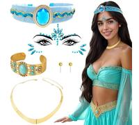 BACH AND BOUJEE ensemble accessoires costume princesse arabe avec bandeau collier choker épais boucles oreilles pour filles femmes halloween cosplay
