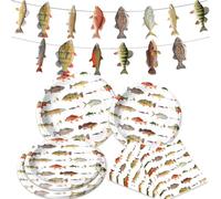 BACH AND BOUJEE ensemble accessoires fête pêche assiettes serviettes décoration anniversaire adieu retraite service 10 personnes