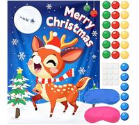 BACH AND BOUJEE Fournitures de jeux de fête de Noël Pin The Nose On The Snowman Game for Kids Christmas Party Games Activités pour les familles Cadeaux de Noël