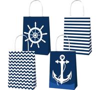 BACH AND BOUJEE Lot de 12 sacs à dragées sur le thème marin - Décorations nautiques pour fête prénuptiale Ahoy It's a Boy - Fête prénatale