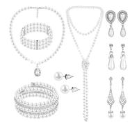 BACH AND BOUJEE perle rhinaistone ensemble pour femmes boucles d'oreilles de bracelet de collier de perle pour la douche nuptiale du mariage