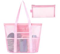 BACH AND BOUJEE sac de plage rose pour femmes sac fourre tout de plage imperméable avec pochette zippée d'épicerie réutilisable pour femmes fourre tout de voyage