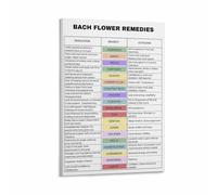 Bach Flower Reference Chart, Botanical Illustration Canvas Art Poster, Nature Themed Wall Decor for Home Spa Yoga Room(Framed,12x18inch(30x45cm))