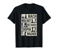 Bach Mozart Beethoven Chopin Wagner Icônes Classiques T-Shirt Graphique avec Valeur