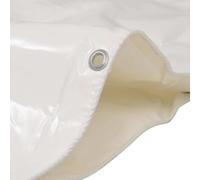 Bâche 650 g/m² en toile avec revêtement en PVC - 1,5 x 20 m - Blanche - Résistante aux déchirures et aux intempéries - Avec œillets - Renfort des bords - Pour jardin, camping, voiture, bateau, meubles