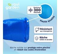 Ravigarden Bâche à Bulle Piscine 7 x 4 m | Épaisseur 300 Microns - Épais et Durable | Bache Bulles Rectangulaire 8 Tailles Disponibles