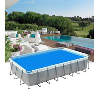 Bâche à Bulles Piscine 480 x 605 cm Absorption de Chaleur Jour et Rétention Chaleur Nuit, Effet Chauffant Écologique, Chauffage pour Chauffer, Bâche Thermique pour Piscine, Bleu