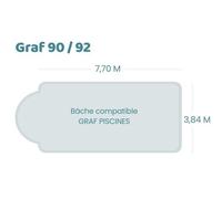 Bâche à bulles pour piscine Graf - Graf 90-92 - Geobubble bleu 500 microns bordée 4 cotés