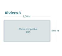 Bâche à bulles pour piscine Ibiza - Riviera 8 Ou Riviera 3 - Geobubble bleu 500 microns bordée 4 cotés