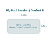Bâche à bulles pour piscine Provence Polyester - Bigpool Confort B - Geobubble bleu 500 microns bordée 4 cotés