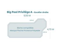 Bâche à bulles pour piscine Provence Polyester - Bigpool Privilege A - Sol+Guard transparente 500 microns bordée 4 côtés