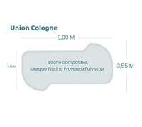 Bâche à bulles pour piscine Provence Polyester - Cologne - Geobubble bleu 500 microns bordée 4 cotés