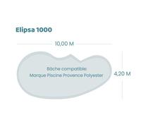 Bâche à bulles pour piscine Provence Polyester - Elipsa 1000 - Geobubble bleu 500 microns bordée 4 cotés