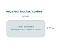 Bâche à bulles pour piscine Provence Polyester - Megapool Confort - Sol+Guard transparente 500 microns bordée 4 côtés