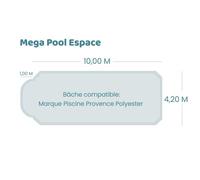 Bâche à bulles pour piscine Provence Polyester - Megapool Espace - Geobubble bleu 500 microns bordée 4 cotés