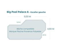 Bâche à bulles pour piscine Provence Polyester - Megapool Palace - Geobubble bleu 500 microns bordée 4 cotés