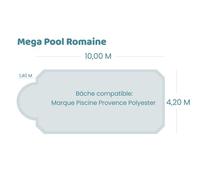 Bâche à bulles pour piscine Provence Polyester - Megapool Romaine - Geobubble bleu 500 microns bordée 4 cotés