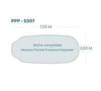 Bâche à bulles pour piscine Provence Polyester - S 307 Ou Vinyl 700 - Sol+Guard transparente 500 microns bordée 4 côtés