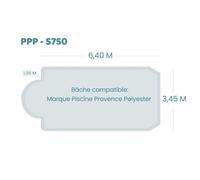 Bâche à bulles pour piscine Provence Polyester - S 750 - Vynil 750 - Geobubble bleu 500 microns bordée 4 cotés