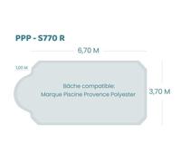 Bâche à bulles pour piscine Provence Polyester - S 770R - Geobubble bleu 500 microns bordée 4 cotés