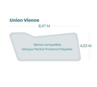 Bâche à bulles pour piscine Provence Polyester - Vienne - Sol+Guard transparente 500 microns bordée 4 côtés