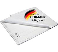 Bâche | bâche tissée | bâche de protection | bâche pour bateau | tapis de sol pour tente de camping | jardin | bâche imperméable à œillets | 150 g/m², blanc, 5 tailles, taille:6 x 8 m