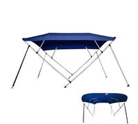Bache Bateau de Bimini à 4 Arches, Toile Oxford 600D de Qualité Marine avec Mâts de Support Arrière, Armature en Aluminium, Imperméable et Pare-Soleil(Red,130-150cm/51-59in)