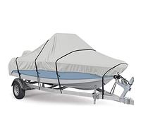 Bache Bateau Réglable réfléchissant 11-2 2ft Bateau Couverture 300D Oxford Tissu extérieur Protection Anti-Smashing Tear Preuve étanche Fit Bass Boat(11-13FT)
