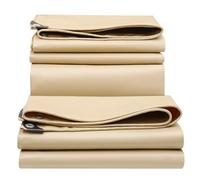 Bâche beige 3x3m 4x4m 5x6m Feuille de couverture imperméable et résistante avec œillets métalliques, Grande bâche de camping pour housse de protection pour mobilier d'extérieur, caravane et voiture(2x