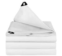 Bâche blanche Bâche en toile PVC robuste 1 x 2m 2 x 2m 2 x 2,5m 3 x 3m Bâche de protection imperméable et résistante avec œillets renforcés pour mobilier d'extérieur et caravane - Personnalisable(1x1.
