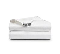 Bâche blanche imperméable robuste de 2,7 m x 3,6 m (découpée) en polyéthylène 110 g/m² de poids moyen et multifonction - Housse de meubles de jardin, abri de marché, étal de marché (2,7 x 3,6 m)