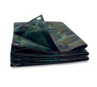 Bâche camouflage militaire 130g/m2 TERRE JARDIN 5 x 3,6 m avec œillets