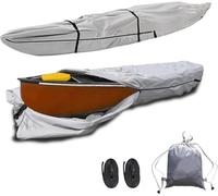 Bâche Complète, Imperméable, Résistante aux UV, au Soleil et à la Poussière, Protection pour Kayak Couverture Kayak Housse Canoë Housses pour Bateaux(Gray,18FT)