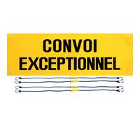 Bâche 'Convoi exceptionnel' 1200x400mm avec œillets et 4 sandows - 16427