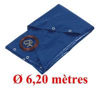 Bâche couverture pour piscine ronde - Anti-UV - Ø 6,20m - Bleu