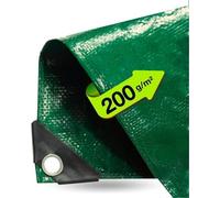 Bâche de 3 x 5 m & Bâche de protection verte - Bâche de jardin & Bâche polyvalente étanche - 200 g/m² vert, Bâche de protection avec œillets pour la base de tente - Bâche tissée - Bâche de tente